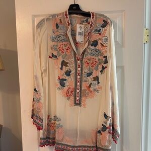 Johnny Was Multicolor Embroidered Blouse